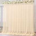 40ft x 10ft Champagne Tulle Backdrop Curtains for Parties Wedding Bridal Shower 4 Panel Sheer Backdrop Curtains Champagne Drapes for Backdrop for Baby Shower Birthday Photo Background Home Decorations