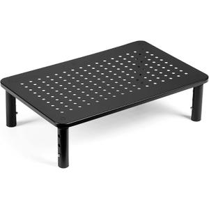 LOTEYIKE Monitor Riser Desktop Stand, Flat Screen TV Monitor Stand Riser, Sturdy Metal Laptop Computer Monitor Stand Shelf for Printer, iMac, 3 Height Adjustable PC Stand with Mesh Platform