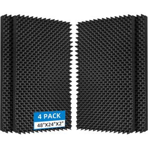 4 Pack Sound Proof Foam Panels |48"24"2" Quick-Recovery Soundproof Wall Panels | High Density Sound Dampening Panels for Home Studio (Black)