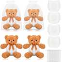 4 Sets Bear Blindfolded Diaper Changing Coed Baby Shower Games Kit Baby Dolls Bears Diapers for Bridal Shower Gender Reveal Games Prizes Gifts for Adults Boys Girls (Brown)