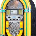 Arkrocket Athena Mini Jukebox/Tabletop CD Player/Bluetooth Speaker/Radio/USB and SD Card Player with Retro LED Lighting System (Yellow Green)