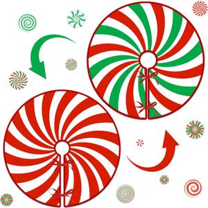 Mini falda de rbol de caramelo de Navidad de 15 pulgadas, tapete reversible de impresin de doble cara para suministros de fiesta de Navidad en interiores y exteriores