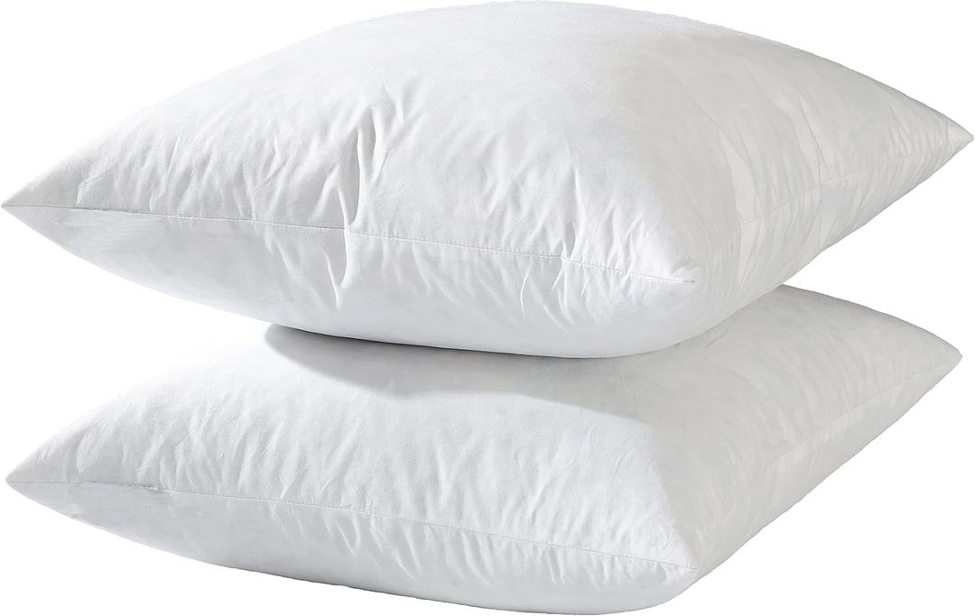20x20 Decorative Throw Pillow Inserts-Down Feather Pillow Inserts-Square-Cotton Fabric-Set of 2-White. (20x20)