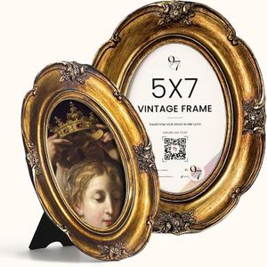 97 Decor 5x7 Oval Picture Frame - Vintage 5x7 Picture Frame Gold, Rustic 5 x 7 Gold Frame, Ornate Photo Frame 5 By 7 Picture Frames For Tabletop And Wall Hanging 97 Decor 5x7 Oval Picture Frame - Vintage 5x7 Picture Frame Gold, Rustic 5 x 7 Gold Frame, Ornate Photo Frame 5 By 7 Picture Frames For Tabletop And Wall Hanging