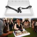 Wearable Acrylic Walking Cannoli Station Set 22x16 ''Usherette Serving Tray with 21x3x3 Removable Insert Tray with Adjustable Strap Mobile Cannoli Station for Wedding Party(Classic,White)