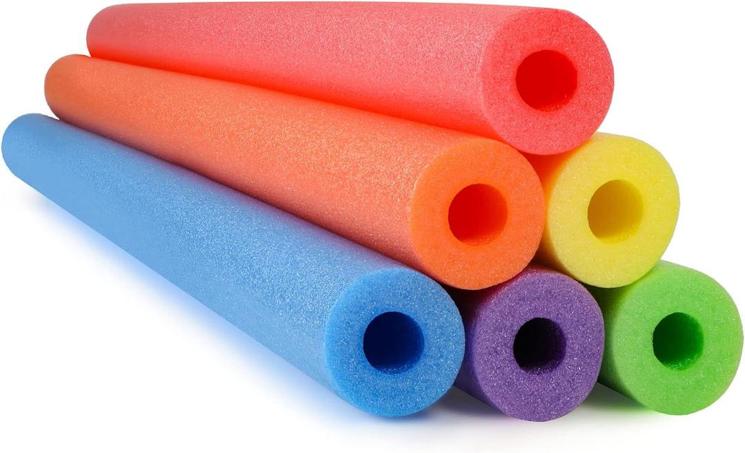 Hanaive 6 Pack Pool Foam Noodles Swim Hollow Bright Pool Noodles Bulk Floats Heavy Duty for Swimming Decoration Craft Projects (Colorful)