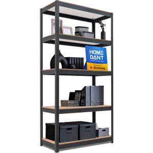 HOMEDANT House 36.2" W 5 Tier Heavy Duty Garage Shelving Adjustable Metal Rack Storage Shelves Standing Shelf Unit Organizers Pantry Closet Office Black 1Pack, 36.2"w X 16.5"d