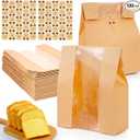 120 Pcs Paper Bread Bags for Homemade Bread, Sourdough Bread Bags and Paper Bakery Bag with Window for Baked Food Packaging Storage, Pack Breakfast and Lunch, Large Kraft 13.7x8.2x3.5inch Brown (120)
