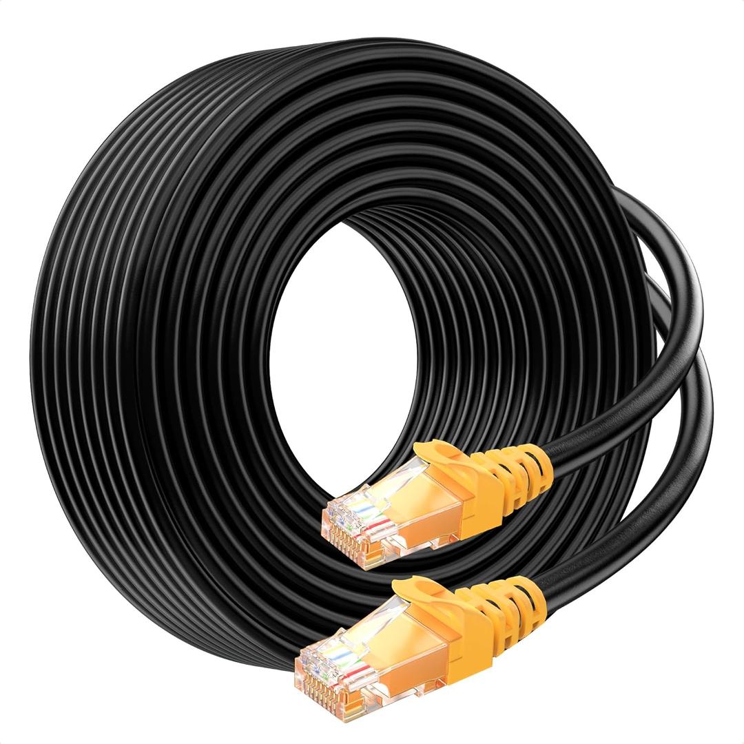 Cable Matters 10Gbps Pure Copper 24 AWG Cat 6A Ethernet Cable - 150ft, [Direct-Burial Rated, Waterproof and Weatherproof] Outdoor Ethernet Cable with 500 MHz Bandwidth, Long Cat6a PoE Cord