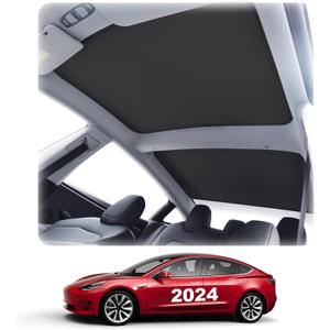 Roof Sunshade For 2024 2025 Tesla Model 3 Sunshade Roof Window Insulation UV Rays Protection Heat Blocking Shades Shading Rate 99% 2025 Tesla Model 3 Accessories 2025(Black)