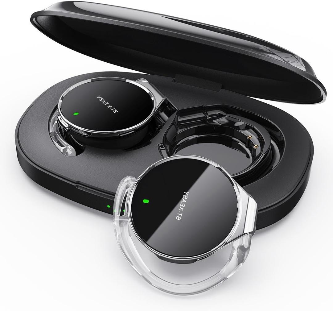Micool Open Ear Headphones Bluetooth 5.4, Sport On Ear Headphones Wireless, Water-Drop Shaped Noise Cancelling Clip On Headset Bluetooth with Long Battery Life, Comfort Fit 4 Microphones Earphones (Shiny black-silver)