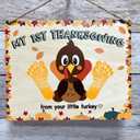 DIY Baby's First Thanksgiving Footprint Sign for Newborn, Fall Autumn Keepsake for New Baby, Holiday Milestone Cards for Girl, Boy, Ideal Baby Shower Gifts, New Mom Gifts (My First Thanksgiving)
