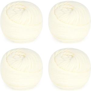 Aeelike Soft Yarn for Crocheting, 4 Skeins Soft Yarn #5 Fluffy Yarns Each 100g (3.52 oz) 50m (54.7 Yards)- Flexible Bulky Yarns for DIY Crafts Making Blanket Scarves Hat, Milky White