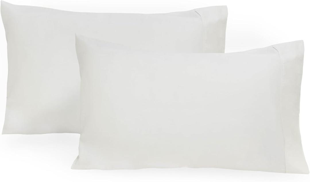 Organic Cotton White Standard Pillowcases - Set of 2, 21"x30", 100% GOTS Certified Organic Cotton, Cool, Crisp, Hypoallergenic, All-Natural, Luxurious, Pure White Pillowcases 