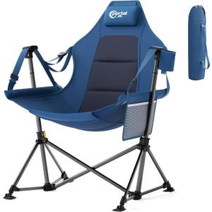 Portal Hammock Camping Chair Heavy Duty 400lbs - Swinging Chair Outdoor with Adjustable Recline & Headrest Pillow, Portable Hammock Swing Chair for Camping Beach Sports Events, Blue (1 Pack-blue-fabric)
