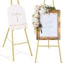 ARTASY 57" Gold Easel Stand for Wedding Sign, Adjustable Metal Easel for Display, Poster, Painting Canvas, Portable Large Welcome Sign Stand for Home and Office