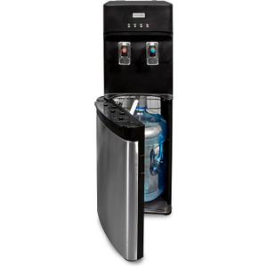 Igloo Bottom Loading Water Cooler  Hot & Cold Dispenser  Black & Stainless Steel, Holds 3 & 5 Gallon Jugs, Child Safety Lock  for Homes, Kitchens, Offices, Dorms