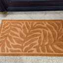 Natural coir embossed doormat with leaf pattern, coco coir welcome rug, sturdy and durable indoor and outdoor entrance anti slip pad, heavy-duty welcome pad, 43 * 76cm, natural rubber backing