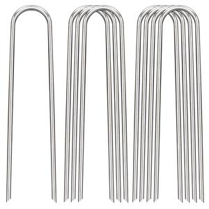 FAAYUCK 6 Inch Landscape Staples, 6 Pack Galvanized Landscape Stakes Heavy Duty Gauge U-Shaped Garden Stakes, Ground Stakes for Weed Barrier Fabric, Irrigation Tubing, Fence, Outdoor Decorations