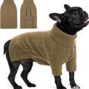 Queenmore Dog Sweaters for Medium Dogs Girls Boys, Soft Dog Sweater Christmas, Turtleneck Pullover Pet Sweaters Knitwear Outfit for Holiday, Knitted Soft Thick Warm Sweater for Bulldog, Dachshund (Camel, M)