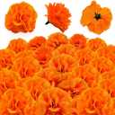 Marigold Flowers Heads Bulk 100Pcs, Silk Artificial Flowers for DIY for Diwali, Indian Festival, DIY Marigold Garland Wedding Decor 5cm (100 Pcs)