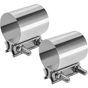 3.0 Inch Exhaust Clamp, Butt Joint Band Clamp Stainless Steel Sleeve Coupler for Pipes,Mufflers,Catalytic Converters  2 Pack