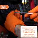 100PCS Orange 8MIL Diamond Grip Nitrile Gloves, Industrial Grade Chemical Resistant Work Gloves for Mechanics, Automotive, Lab Cleaning, Medium