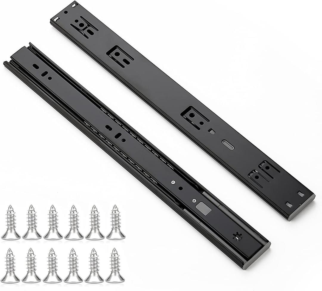Ravinte 16 Inch Soft Close Drawer Slides 1 Pairs 2 Pack Black Full Extension Ball Bearing Drawer Glide Side Mount