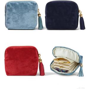 3 PCS Small Travel Jewelry Case for Women, Mini Soft Velvet Jewelry Organizer Pouch Bag