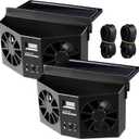 Tujoe 2 Pack Solar Powered Car Exhaust Fan 3 Fans Car Window 4500 RPM Air Vent Radiator Solar Energy Cooling Vent Exhaust for General Types(Solar 2 Fans, Black)