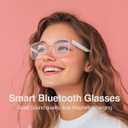 Bluetooth Anti-Blue Light Glasses, Smart Bluetooth Glasses for Women,Voice Control,Open Ear Style, Listen Music and Calls (lear Lens with Pink Frame1)
