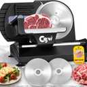 Meat Slicer, 220W Electric Deil Food Slicer with 2 Removable 7.5" Blades, 4/5" Adjustable Thickness, Food Slicer Machine for Home Cutting Meat Cheese Bread Vegetables, 110V CE (Black)