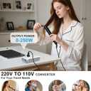 220V to 110V Voltage Converter US to Europe for Curling Iron and Hair Straighteners, Power Converter for European Travel Plug Adapter with 2 USB A & 2 USB C Ports (White)