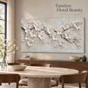 ZDFFDZ Large Minimalist White Flower Plant Canvas Wall Art, 48"L x 24"W