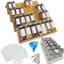 Spice Drawer Organizer with Jars and Labels, Bamboo Spice Rack For Drawer, Spice Organization For Cabinet Drawer, Spice Organizer For Drawer, Bamboo Drawer Organizer, Spice Organization For Drawer