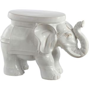 JONATHAN Y TBL1007A White Elephant 14.2" Ceramic Indoor/Outdoor Garden Stool, Coastal, Contemporary, Side Table, Plant Stand, Spill-Proof, Living Room, Bathroom, Garden Room, Patio, Antique White