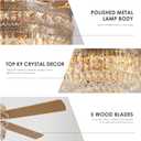 Asyko 62" Golden Crystal Ceiling Fan Fandelier with Lights - Modern Chandelier Fans with Remote ControlNoiseless DC Motor, Retro/Farmhouse Lighting, Dining Room,Living Room