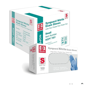 Basic Medical Blue Nitrile Exam Gloves - Latex-Free & Powder-Free - NGPF 7001(Case of 1,000), Small
