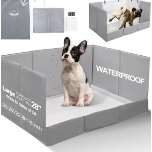 Dog Litter Box, Pee Pad Holder Foldable, Indoor Dog Potty Tray for Puppy & Medium Dogs, High Walls, Seamless, No Assembly, Waterproof, Easy to Clean, No Spill, Portable for Travel