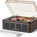 CARONSORT CD Player with Speakers Bluetooth Nostalgic Retro Portable CD Players for Home Wood Music Player FM Radio for HomeWired and Remote Control - Walnut Brown