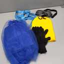 6 Pcs Women's Halloween Costume Accessories Set, Goggles/Yellow Beanie/Blue Dress/Blue Suspenders/Gloves/Yellow Stockings