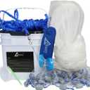 Drasry Saltwater Fishing Cast Net 3/8 and 1/4 Mesh with Heavy Duty Gray Sinker American Monofilament Fish Throw Net for Bait Trap 3FT 4FT 5FT 6FT 7FT 8FT 9FT Radius