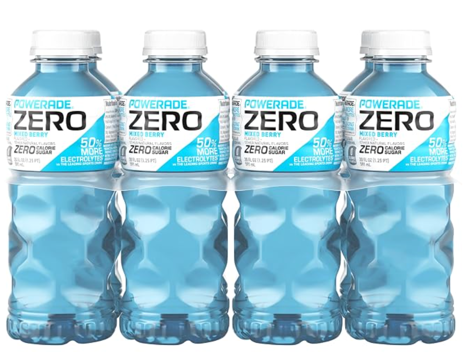 POWERADE Electrolyte Enhanced Zero Sugar Mixed Berry Sports Drink, 20 Ounce (Pack of 24) Best By 07/28/25