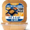 Air Fryer Paper Liners for 4 qt / 5 qt / 6 qt, Thickened Square Disposable Liner Compatible with Ninja/Chefman/Cosori/Instant Pot and other 4q-6qt Airfryer (8.3'' on Top)