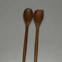2PCS Acacia Wooden Spoons For Cooking-14 Inch Smooth Finish Cooking Spoons-Comfortable Grip Wood Spoons for Cooking - Non-Stick Cooking Utensils (Spoon + Corner spoon)