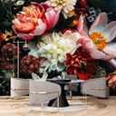 Large Floral Wallpaper Dark Peony Flowers Wall Mural for Living Room BedroomNot Peel and Stick