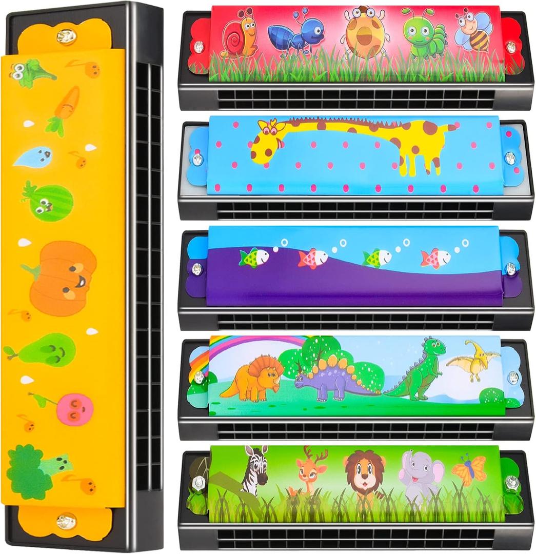 6 Styles Harmonica for Kids Lightweight Harmonicas with Double Row of 16 Holes Kids Harmonica Christmas Party Favors for Adult Beginners Musical Instrument Toy