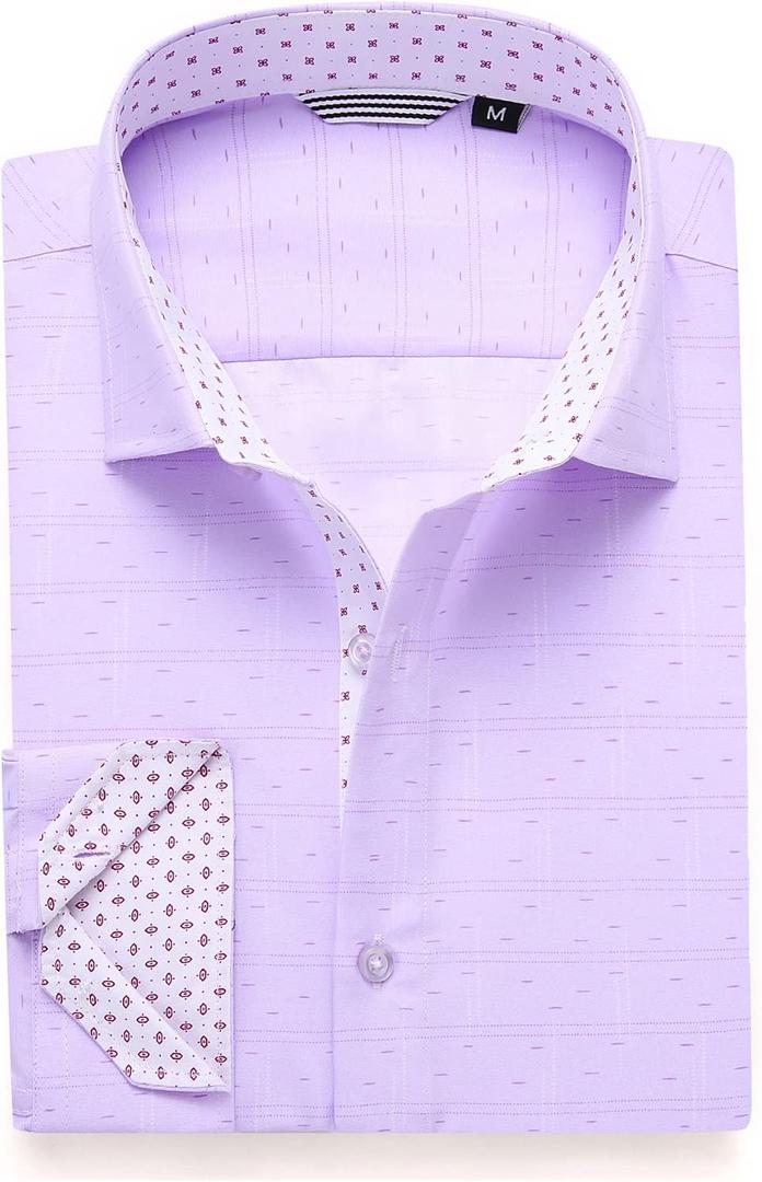 Alex Vando Mens Printed Dress Shirts Long Sleeve Regular Fit Button Down Shirt (3X-Large, Purple 7281)