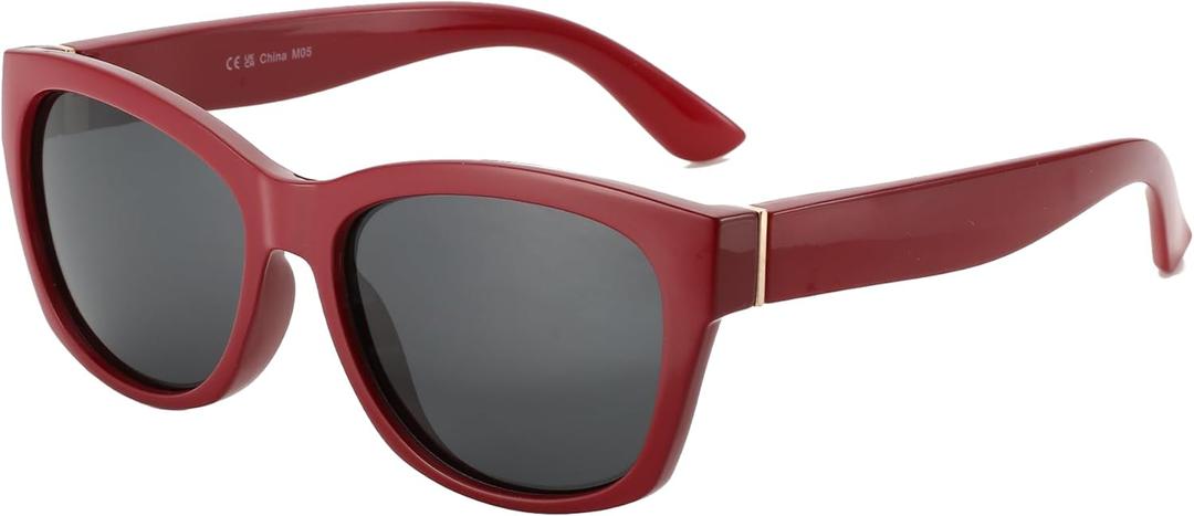 ZENOTTIC Cat Eye Sunglasses Women Polarized - Vintage Square Shades UV Protection Retro Oversized Sun Glasses for Driving (Red Frame/Grey Polarized Lens)