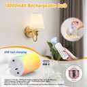 Battery Operated Wall Sconces set of Two,Wireless Wall Sconces with 10000mAh Dimmable Bulb and Remote,LED 15 Colors Rechargeable Gold Wall Sconce with Fabric for Bedroom Living Room Hallway Wall Decor (2 Pack)